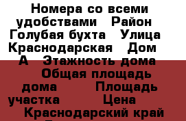 Номера со всеми удобствами › Район ­ Голубая бухта › Улица ­ Краснодарская › Дом ­ 21 А › Этажность дома ­ 2 › Общая площадь дома ­ 18 › Площадь участка ­ 200 › Цена ­ 1 800 - Краснодарский край, Геленджик г. Недвижимость » Дома, коттеджи, дачи аренда   . Краснодарский край,Геленджик г.